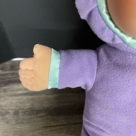 Vintage Cabbage Patch Kids Pajama Baby Doll–1990s Plush Lavender Satin Trim 14” - Picture 4 of 8